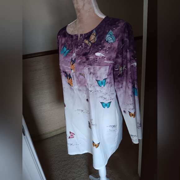 Boho Butterfly Tops Bundle | Long Sleeve Tunic Blouses | Relaxed Fit L–XL - Picture 8 of 16